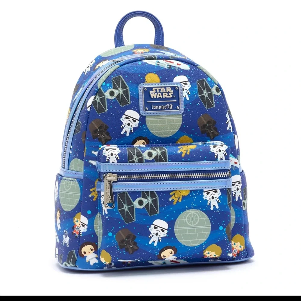 NWT - Hardtag Disney Parks X Loungefly Star Wars Chibi Backpack Death Star Leia - Picture 4 of 6
